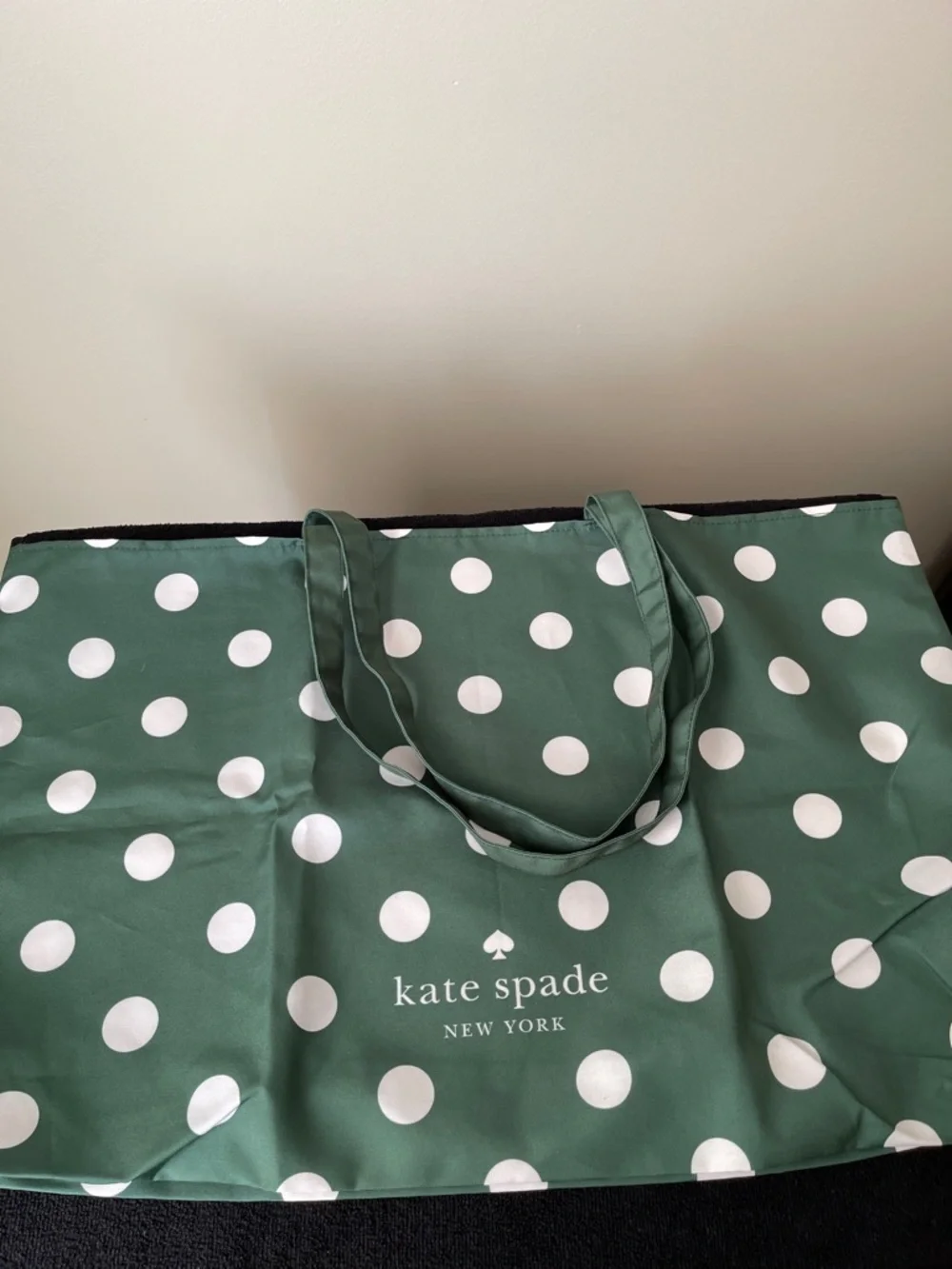 NWOT...kate spade green and white polka dot cosmetic pouch